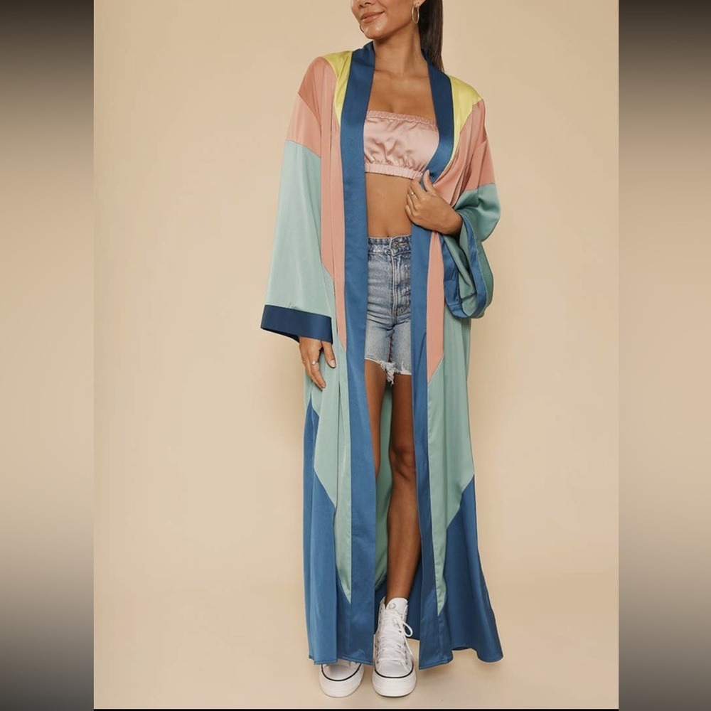 Brand New Maxi Kimono For Women Multi Color Run BIG!!! Beach Cover up Ka…